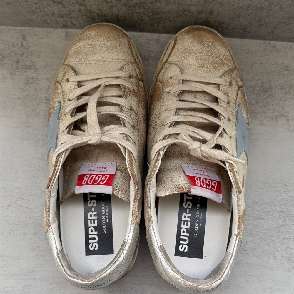 Golden Goose Beige Cream Sneakers with Silver Star - Picture 7 of 7